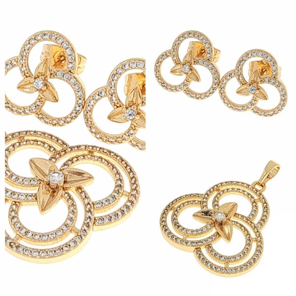 18k gold plated set pendant earrings xuping