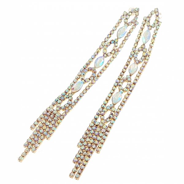 EARRINGS GOLD LONG ZIRCONIA WEDDING WEDDING