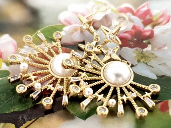 gold plated earrings with exclusive cubic zirconia