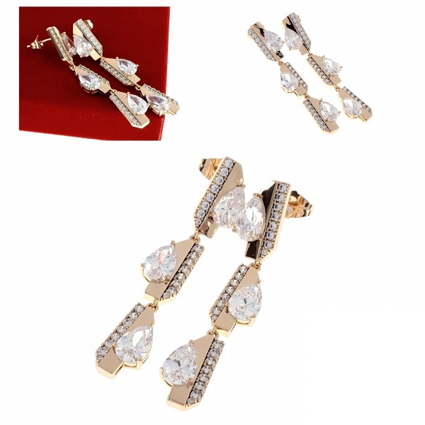 gold plated earrings with exclusive cubic zirconia