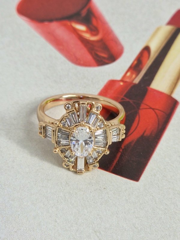 gold ring 18,60mm. gold-plated engagement xuping