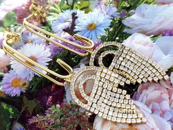 gold plated earrings with exclusive cubic zirconia