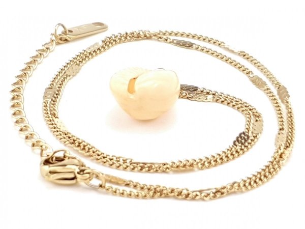 4065 Złoty łańcuszek 43+5 naszyjnik stal chirurgiczna celebrytka muszla możliwość skrócenia