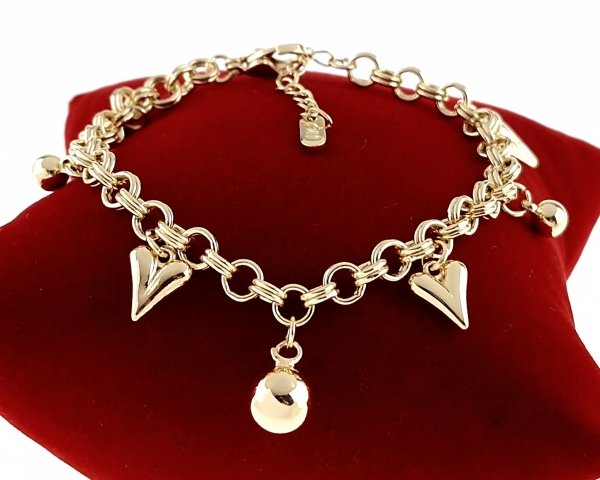 4244 Bransoletka elegancka złota 17+3cm pozłacana 14k cyrkonie serce