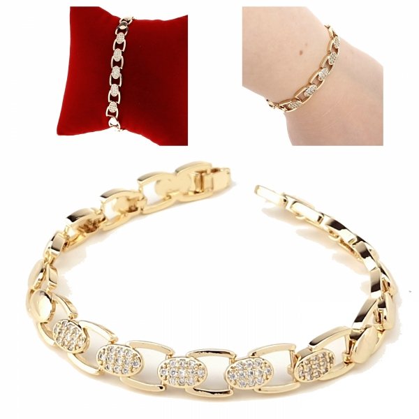 3108 Bransoletka złota elegancka 18cm cyrkonie pozłacana 14k Viki Lady
