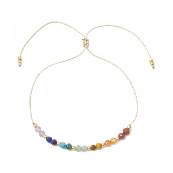 4541 Bransoletka sznurek zaciągana kamienie naturalne 7 czakr