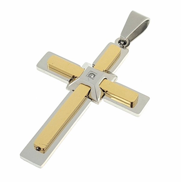 3206 Złota zawieszka stal chirurgiczna 316L krzyż Aisadi