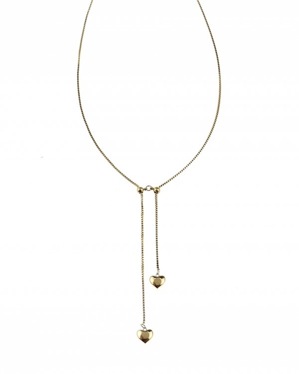 1253 Złoty łańcuszek naszyjnik 45-60+5cm stal chirurgiczna 316L krawatka serce