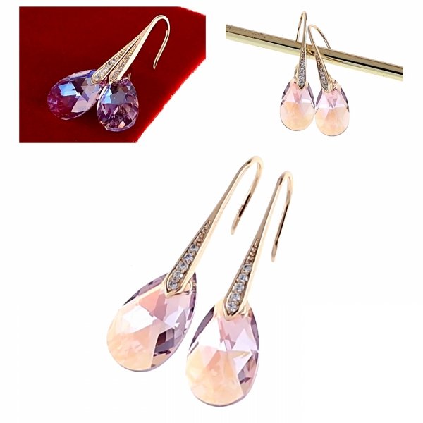 3633 Kolczyki złote Austrian Crystal cyrkonia pozłacane 18k Xuping wiszące