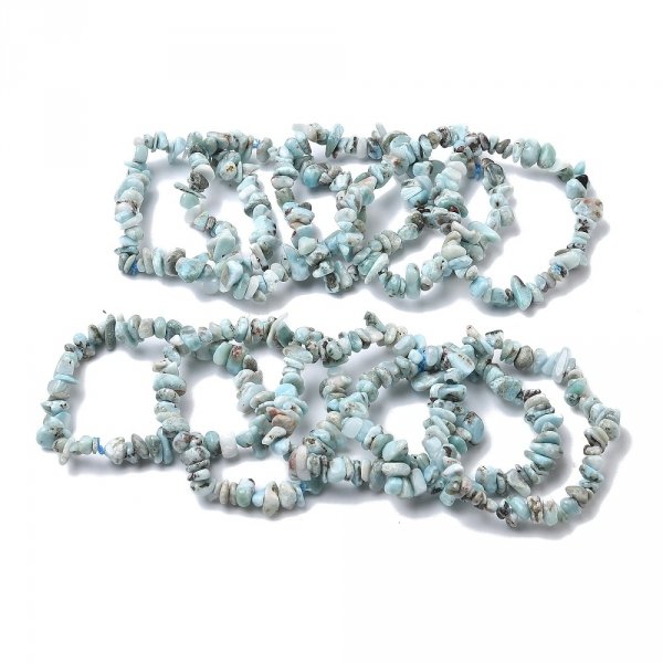 4226 Bransoletka naturalny kamień larimar na gumce jubilerskiej