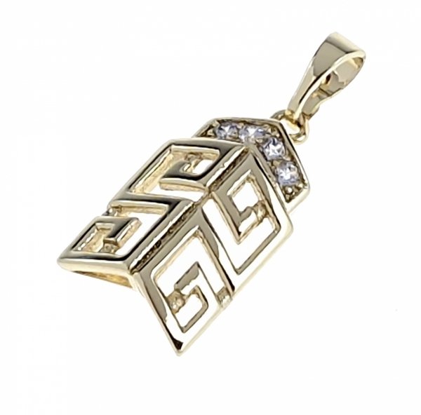 sz210 Złota zawieszka cyrkonie błyszcząca pozłacana 14k Xuping wzór grecki 