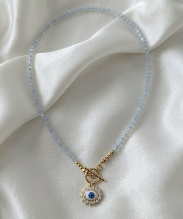 335b Naszyjnik opal kamień naturalny 40cm stal chirurgiczna nierdzewna 