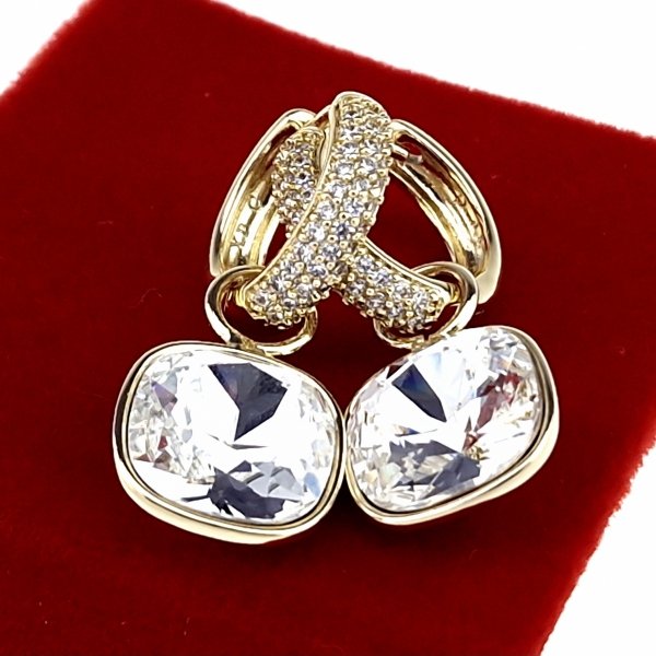 4547 Kolczyki złote pozłacane 14k wiszące Austrian Crystal