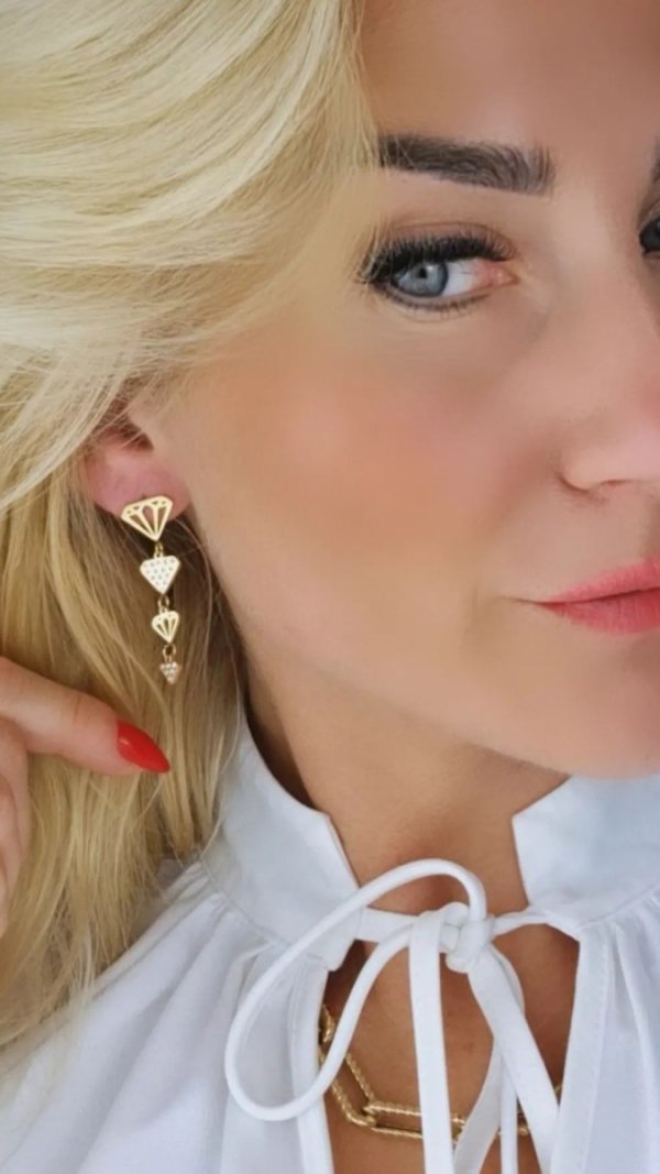 784 Kolczyki celebrytki złote stal chirurgiczna wiszące