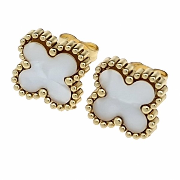 0223 Kolczyki złote stal chirurgiczna 316L celebrytki koniczyna marokańska wtyczki 