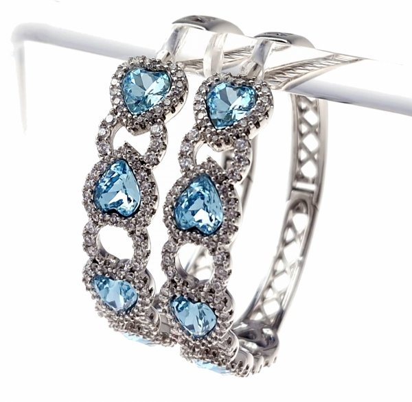 0258 Kolczyki srebrne pozłacane białym złotem wiszące koła 3,5cm Austrian Crystal