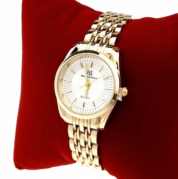 2330G Ekskluzywny damski złoty zegarek błyszczący cyrkonie klasyk