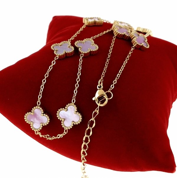 @1682 Złoty łańcuszek naszyjnik 41+5 stal chirurgiczna 316L celebrytka koniczyna marokańska