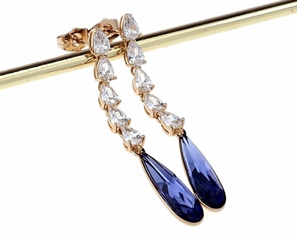 2413 Kolczyki złote Austrian Crystal cyrkonia pozłacane 18k Xuping wiszące 