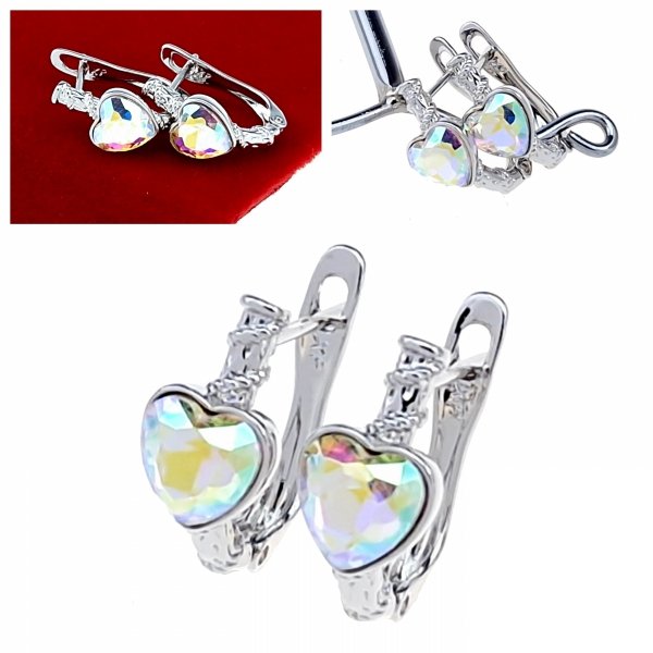 3586 Srebrne kolczyki Austrian Crystal pozłacane białym złotem wiszące
