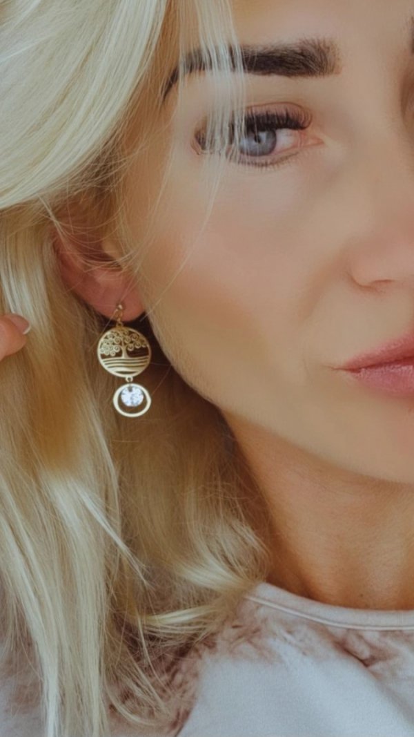 3200 Kolczyki złote stal chirurgiczna wiszące celebrytki drzewko szczęścia