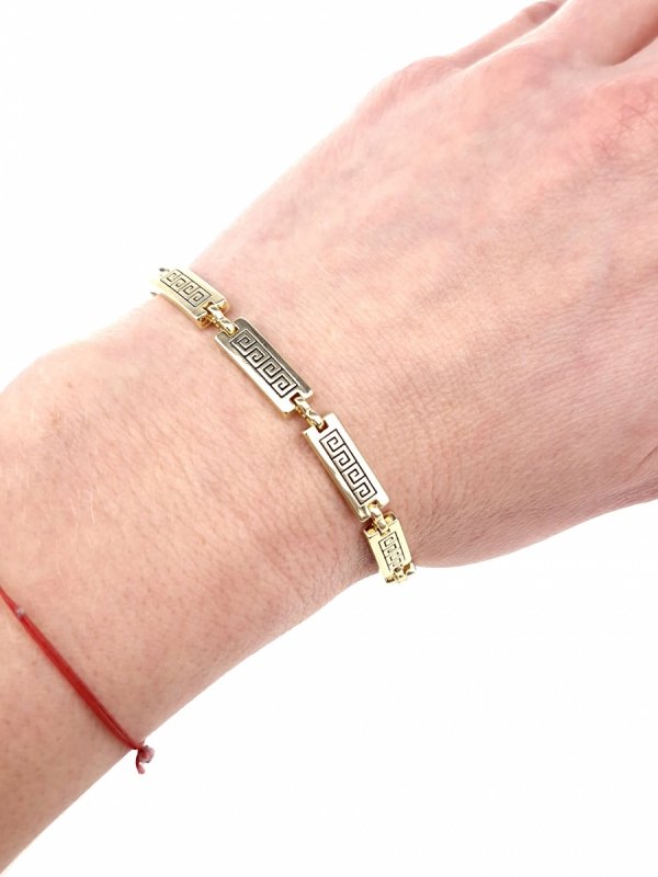 1527 Bransoletka złota elegancka 19cm pozłacana 14k Viki Lady wzór grecki
