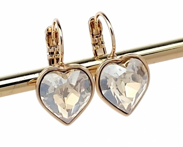 350c Kolczyki złote Austrian Crystal cyrkonia pozłacane 18k Xuping wiszące serce