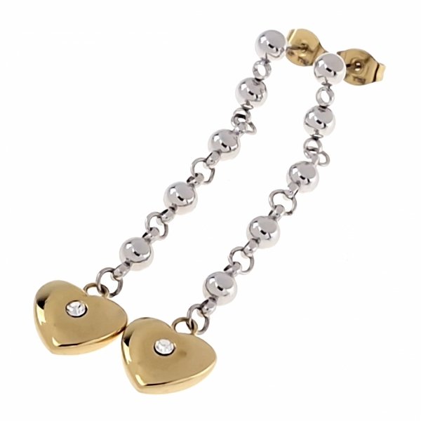 4148 Kolczyki złote srebrne stal chirurgiczna 316L wiszące celebrytki serce