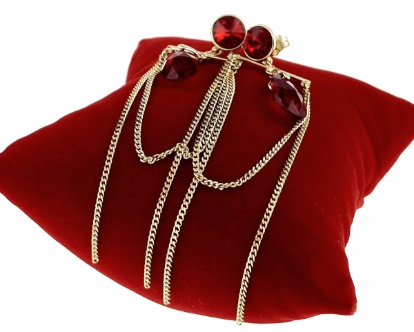 395c Kolczyki złote pozłacane Austrian Crystal wiszące 14K cyrkonie Xuping 