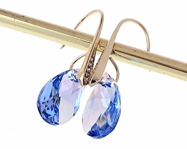 2453a Kolczyki złote Austrian Crystal cyrkonia pozłacane 18k Xuping wiszące