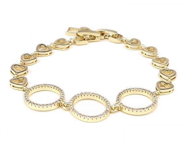 2592 Bransoletka złota elegancka 19cm cyrkonie pozłacana 14k Viki Lady