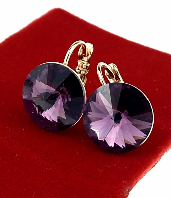 3637 Kolczyki złote pozłacane 18k wiszące Austrian Crystal