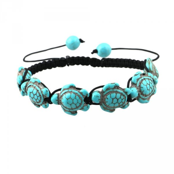 2948 Bransoletka na lato sznurek turkus żółwik wakacje plaża