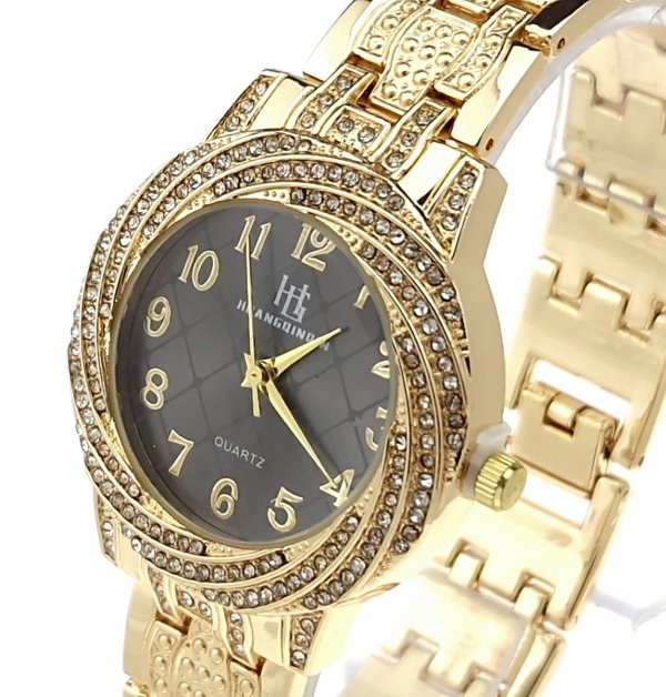 1016 Ekskluzywny złoty zegarek błyszczący klasyk 