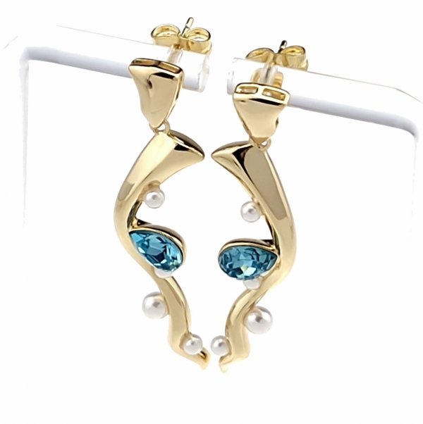 0322 Kolczyki złote pozłacane Austrian Crystal wiszące 14K cyrkonie Xuping 