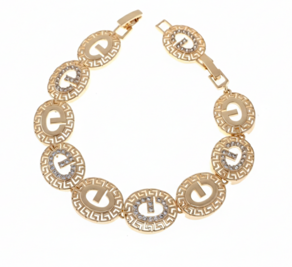 2380 Bransoletka elegancka złota 17+3cm pozłacana 18k wzór grecki