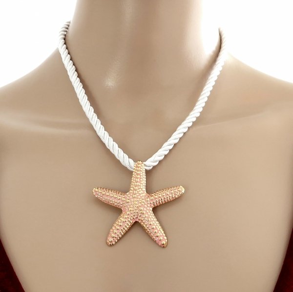 br08 Złoty łańcuszek naszyjnik 42+5 stal chirurgiczna 316L celebrytka sznurek rozgwiazda lato wakacje plaża