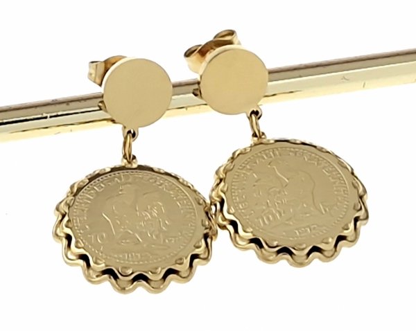 1069 Kolczyki złote stal chirurgiczna 316L nierdzewna wtyczki wiszące