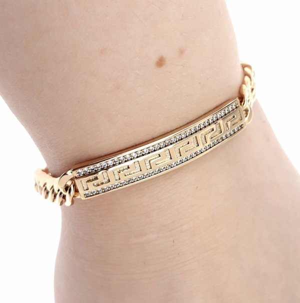 1360  Bransoletka złota cyrkonie pozłacana 18k 19cm 6mm Xuping 