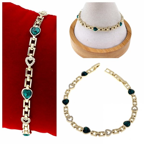 071 Bransoletka elegancka złota 17+2cm pozłacana 14k Xuping Austrian Crystal serce