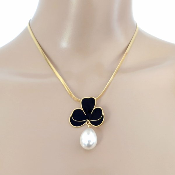 1119 Złoty łańcuszek naszyjnik 41+5 stal chirurgiczna 316L celebrytka żmijka kwiat perła