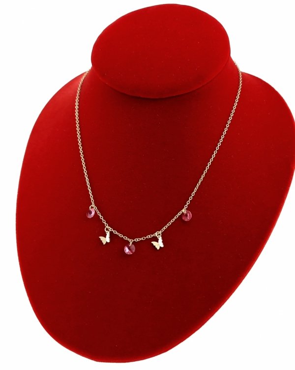 0170 Złoty łańcuszek Austrian Crystal 42+5 naszyjnik pozłacany 14K Xuping motylki