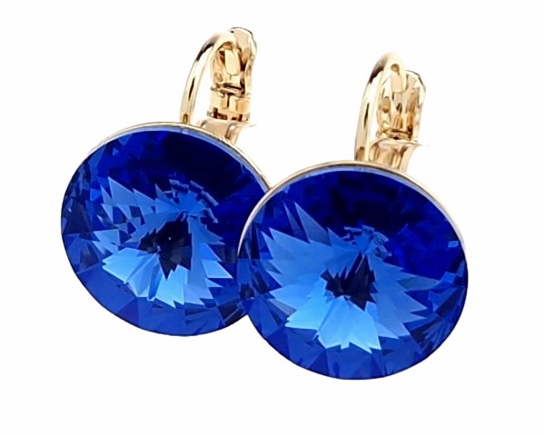 2156 Kolczyki złote pozłacane 18k wiszące Austrian Crystal