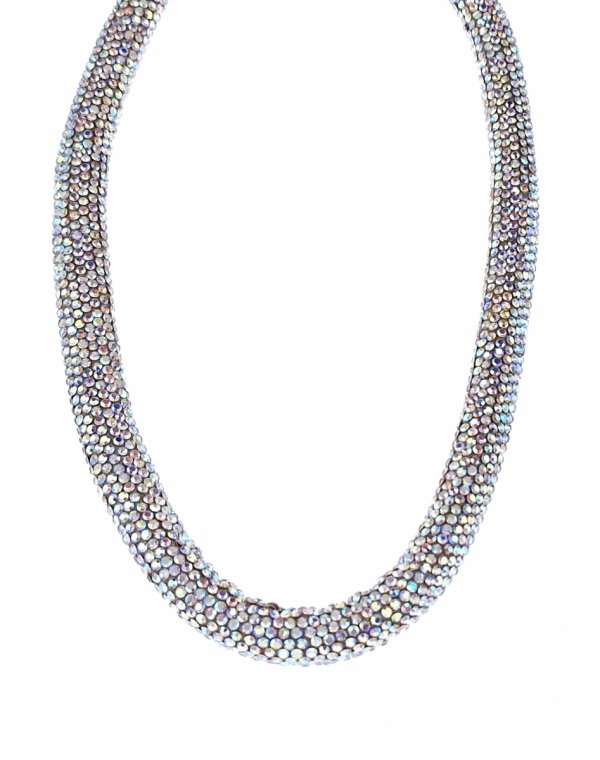 op206 Błyszczący łańcuszek celebrytka 45cm naszyjnik kryształki imprezowy choker