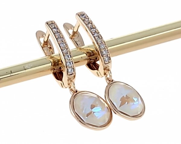 1930d Kolczyki złote Austrian Crystal cyrkonia pozłacane 18k Xuping wiszące