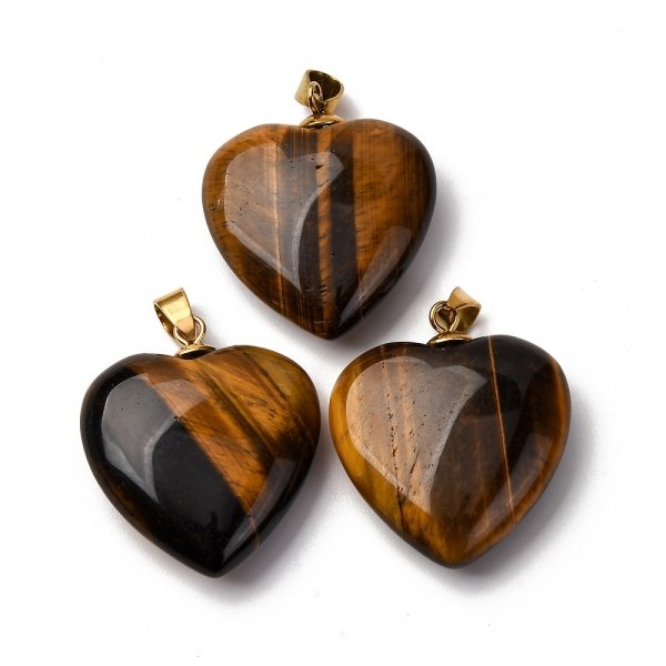 1923b Zawieszka serce tygrysie oko kamień naturalny 1 sztuka