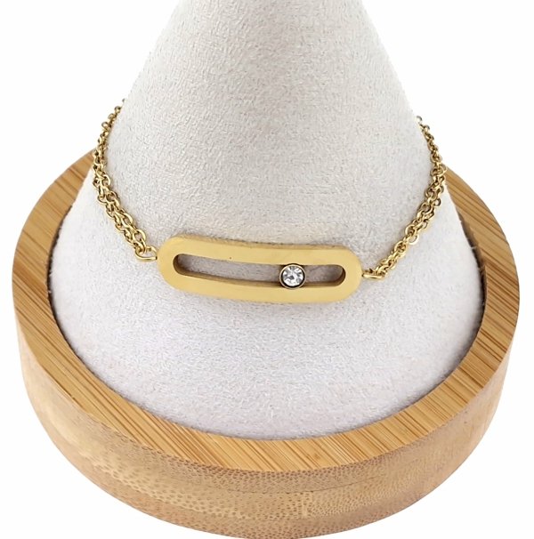 @2266 Bransoletka złota 18+3 stal chirurgiczna 316L nierdzewna 