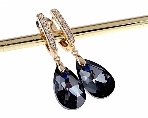 3590 Kolczyki złote Austrian Crystal cyrkonia pozłacane 18k Xuping wiszące