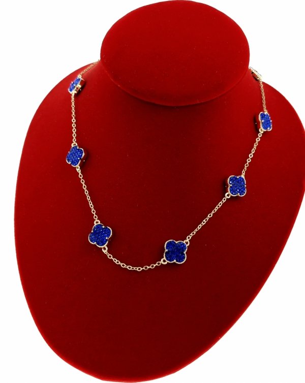 1154 Złoty łańcuszek naszyjnik 45+5cm pozłacany 14k cyrkonie koniczyna marokańska