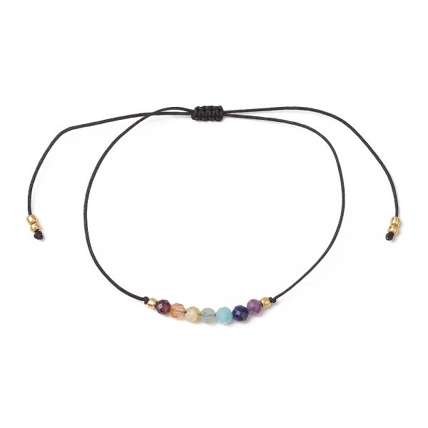 4100 Bransoletka sznurek zaciągana kamienie naturalne 7 czakr